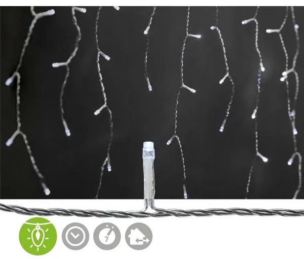 Nedis CLLC180C - LED karácsonyi függöny 180 LED, 7 funkció, 10,9 m, IP44, hideg