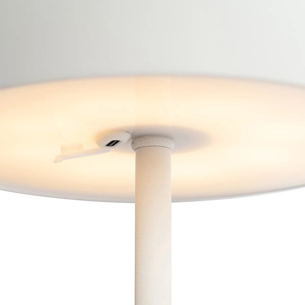 Kültéri asztali lámpa fehér újratölthető 3 fokozatban szabályozható - Keira