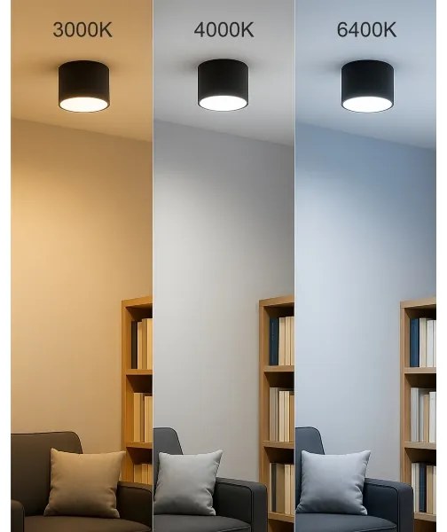 LED spotlámpa LED/5W/230V 3000/4000/6400K átm. 7,5 cm fekete