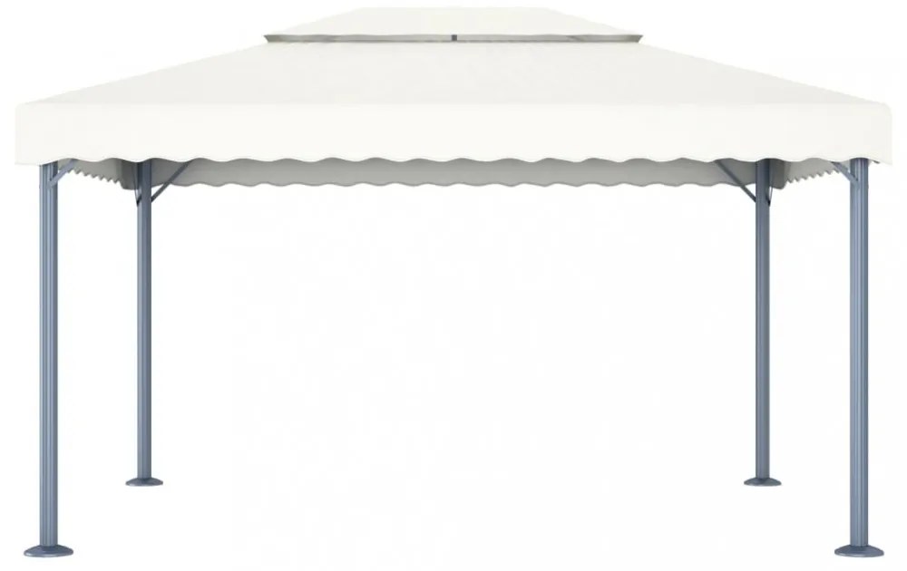 krémszínű alumíniumpavilon LED fényfüzérrel 400 x 300 cm