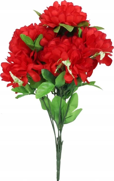 Műcsokor 8 Krizantém Gipsz Piros Csokor Virág Dekoráció