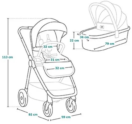 Lionelo - Kombinált babakocsi 2 az 1-ben MERIL Grey Stone