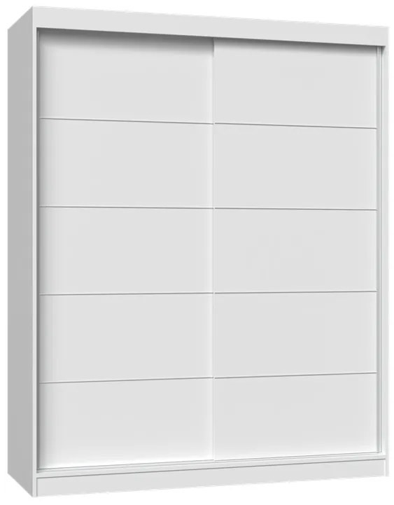 IGA 120 tolóajtós gardróbszekrény, díszcsíkozott, 160x200x61 cm, fehér