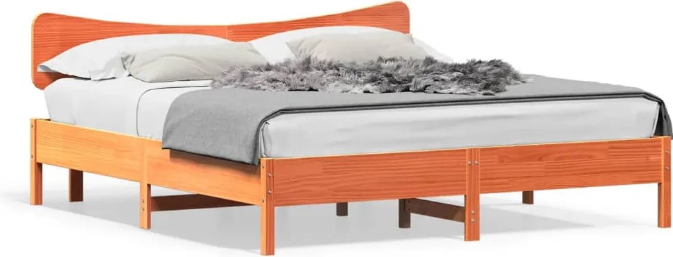 vidaXL viaszbarna tömör fenyőfa ágy matrac nélkül 160 x 200 cm