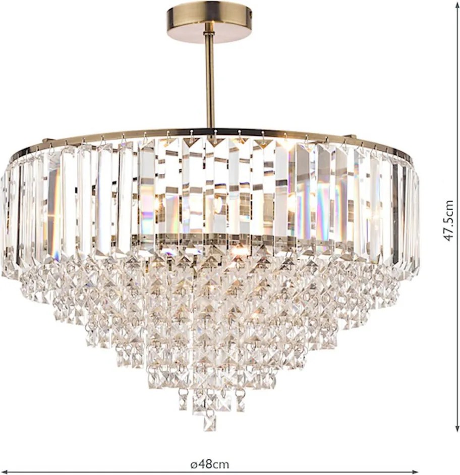 LAURA ASHLEY 3637913-Q VIENNA Kristály Mennyezeti Lámpa Antik Sárgaréz, Fehér G9 IP20