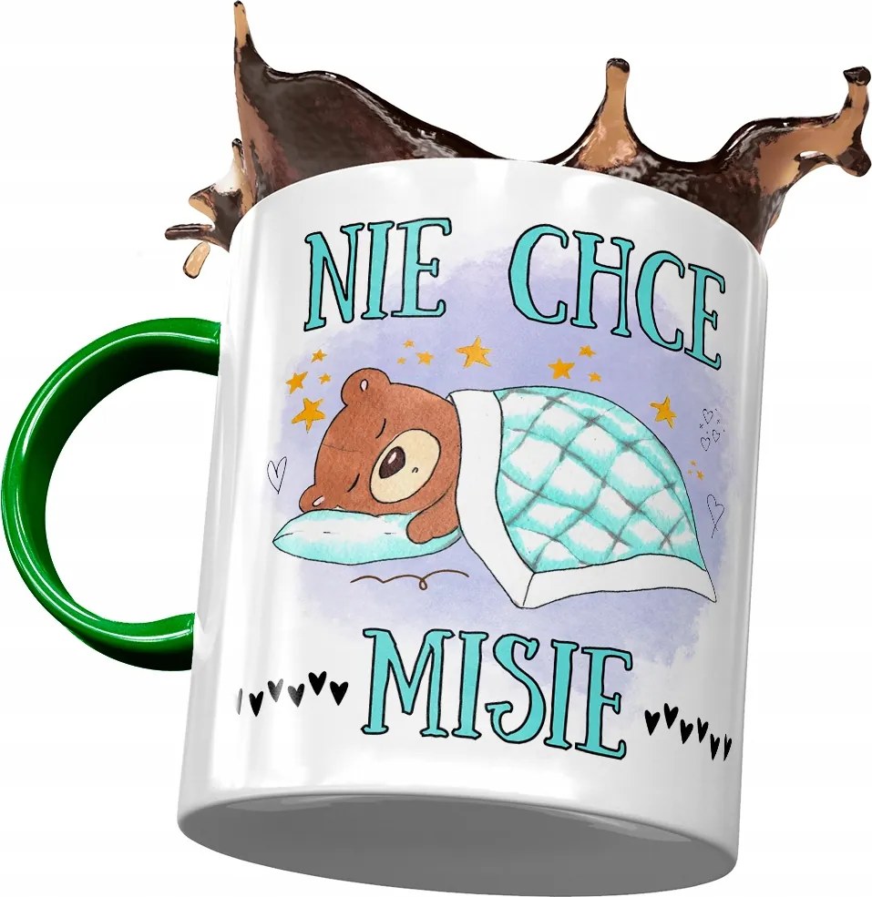 Zöld bögre macival Aranyos mackó ajándék fényképes nyomtatással