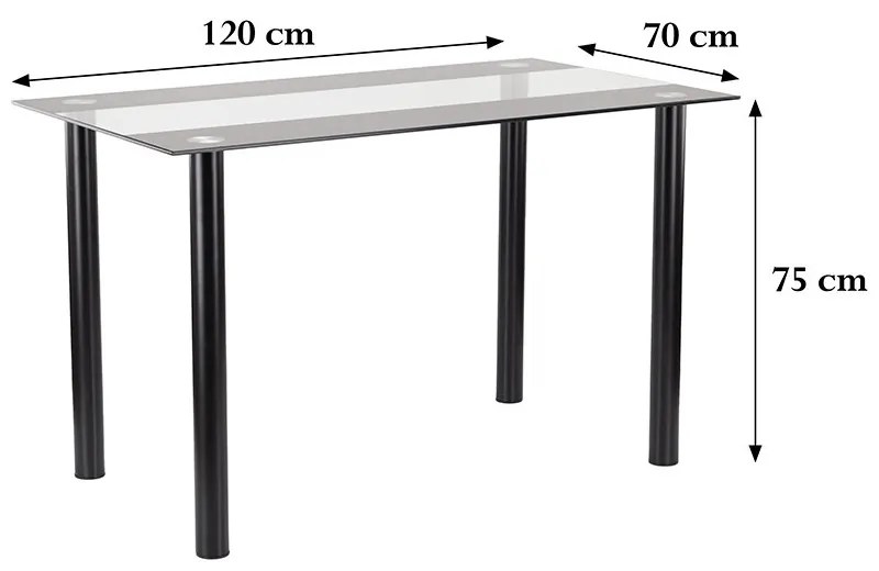 Riona 120 cm szögletes üveg étkezőasztal