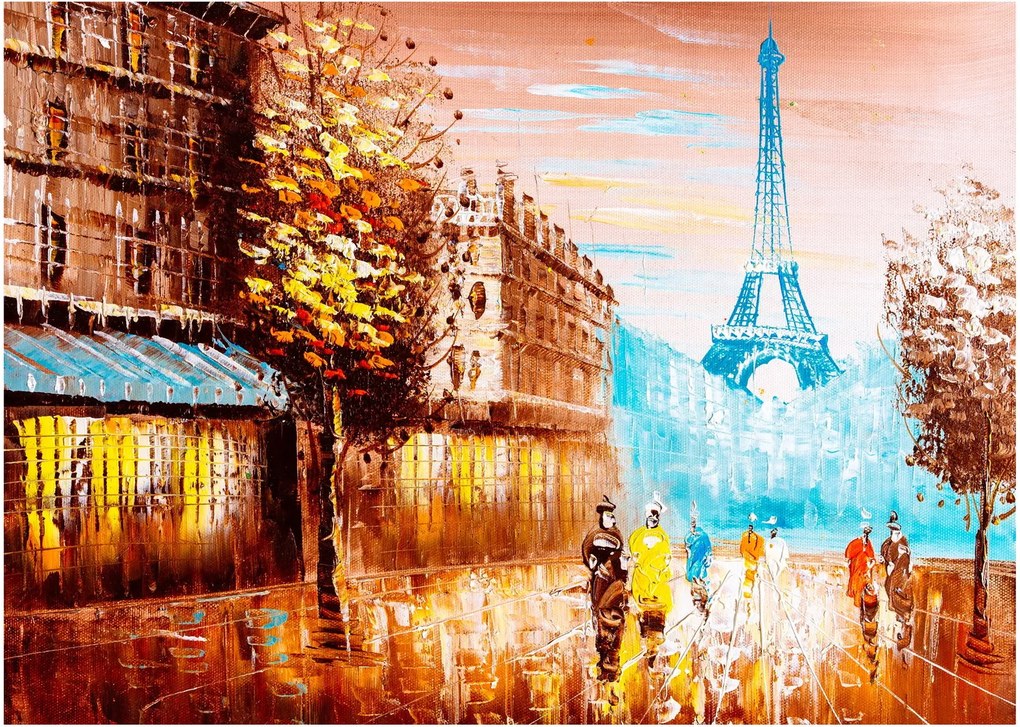 Üveg kép - Esős idő és az Eiffel-torony (70x50 cm)
