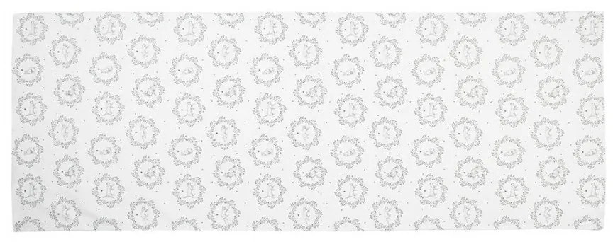 Szürke cicás pamut asztali futó 50x140 cm vintage stílusban