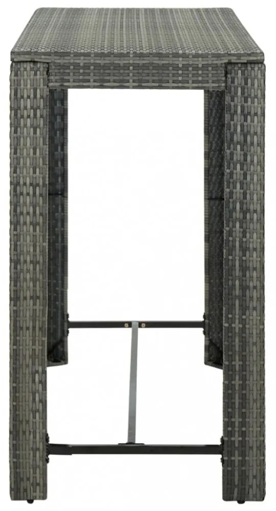 9 részes szürke polyrattan kerti bárszett párnákkal