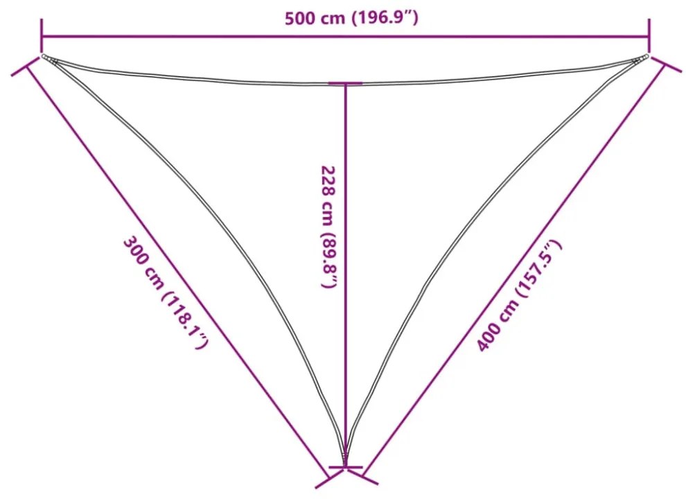 antracitszürke háromszögű oxford-szövet napvitorla 3 x 4 x 5 m