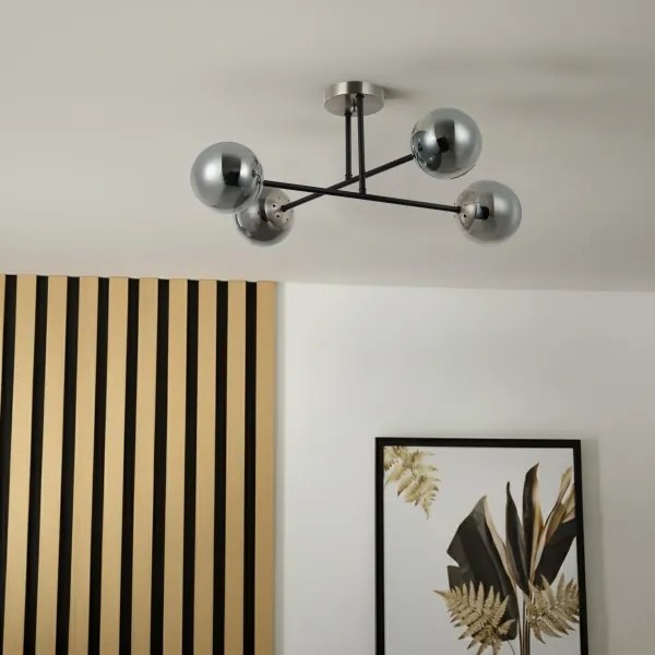 Brilagi - Felületre szerelhető csillár MALIVA 4xE14/15W/230V matt króm/füstszínű