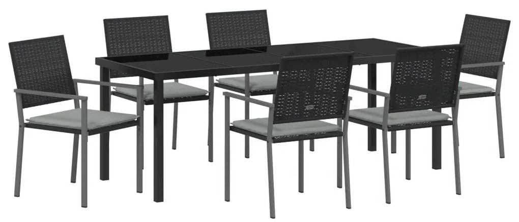 4-es szett Fekete PE rattan, porszórt acél 54x62.5x89 cm