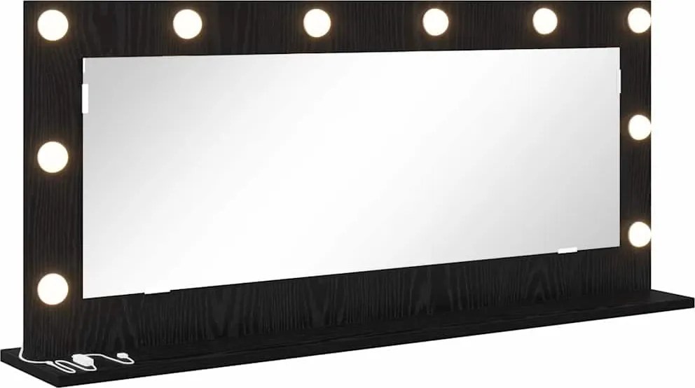 vidaXL Toalett Tükör Fekete tölgy 100 x 45 x 18 cm Üveg és mérnöki fa