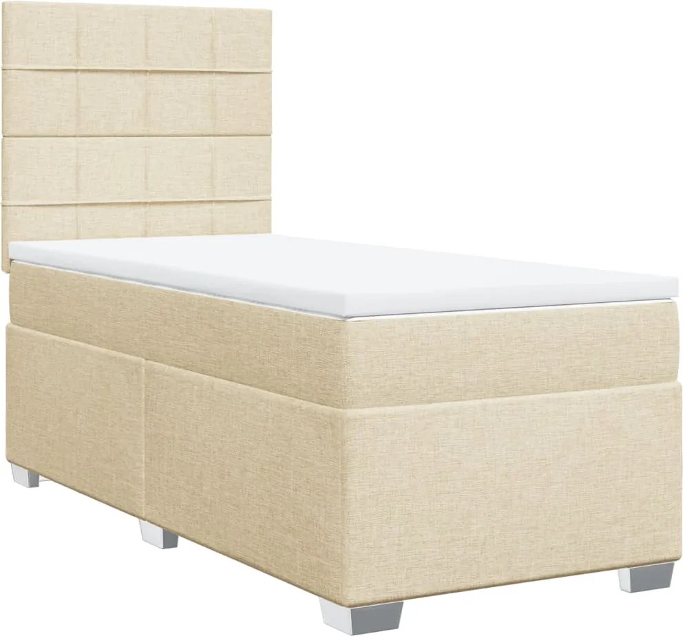 vidaXL krémszínű szövet rugós ágy matraccal 90 x 200 cm