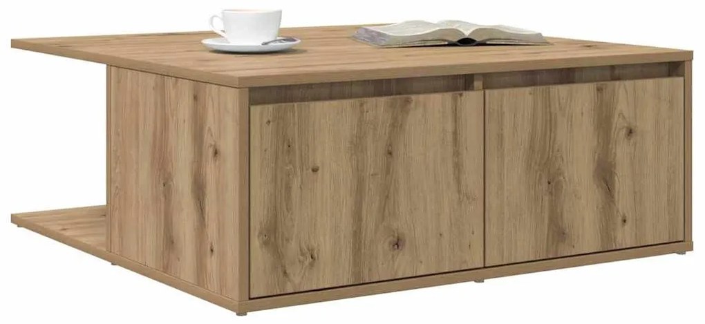 Dohányzóasztal fiókkal kézműves tölgy 80 x 80 x 31 cm Faanyag