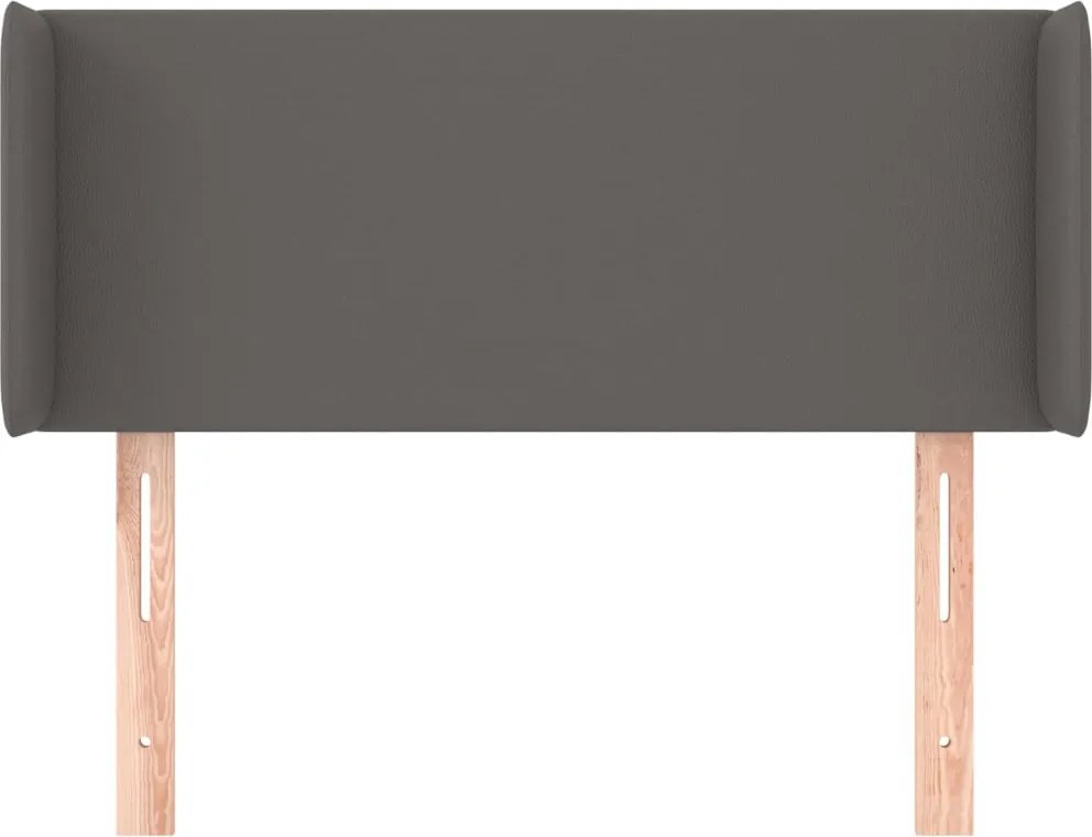 szürke műbőr szárnyas fejtámla szárnyakkal 93x16x78/88 cm