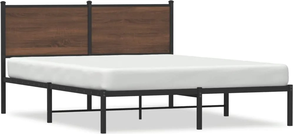 vidaXL barna tölgy színű fém ágykeret matrac nélkül 150 x 200 cm