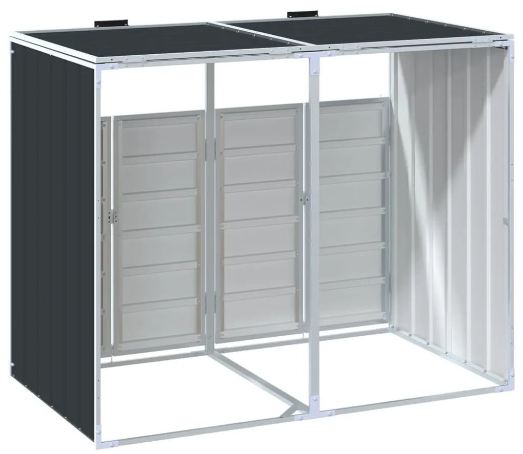 antracit acél kerekes szemetes tároló dupla tárolókhoz 138 x 79 x 117 cm