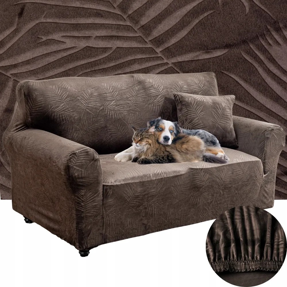 Kanapé Huzat Sarok Velúr Pálmalevél 145-185CM Oeko-tex