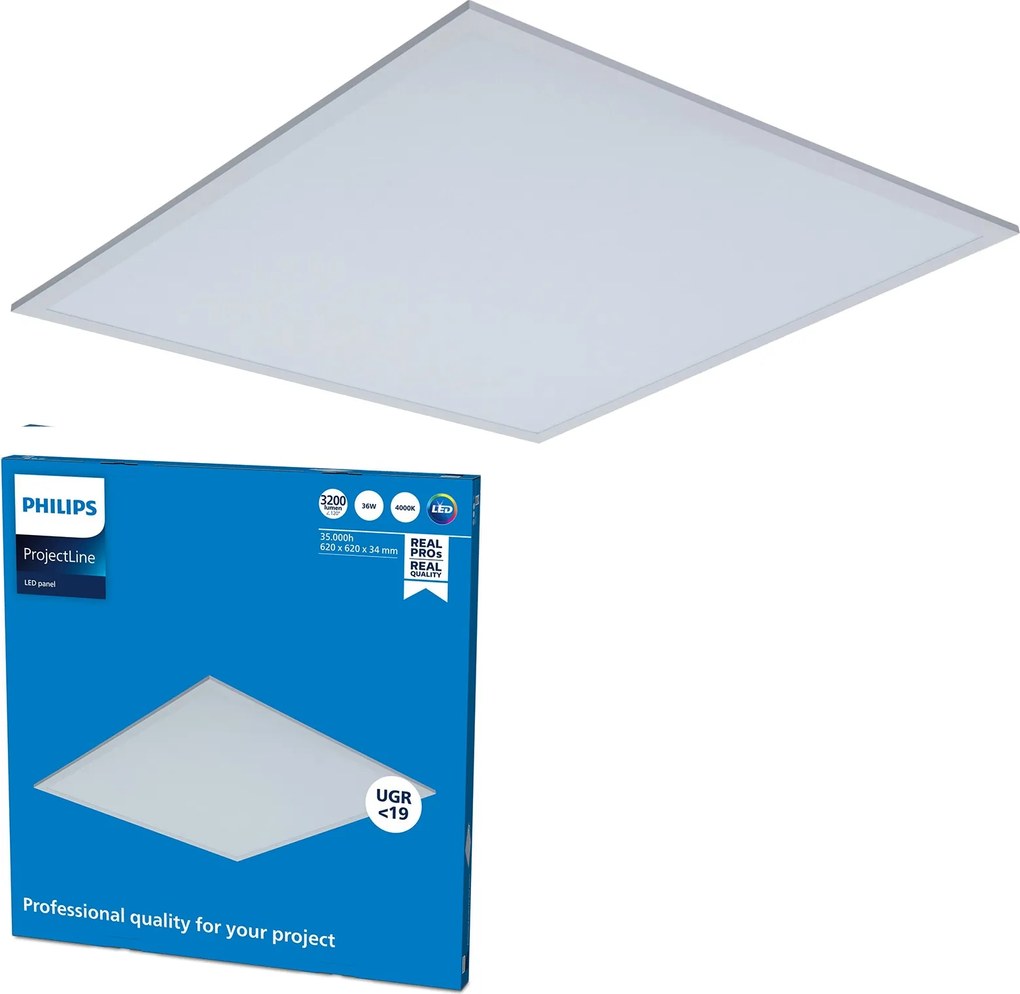 Led panel süllyesztett lámpatest 36W 3200lm 62x62 cm UGR19 Kazetta Philips