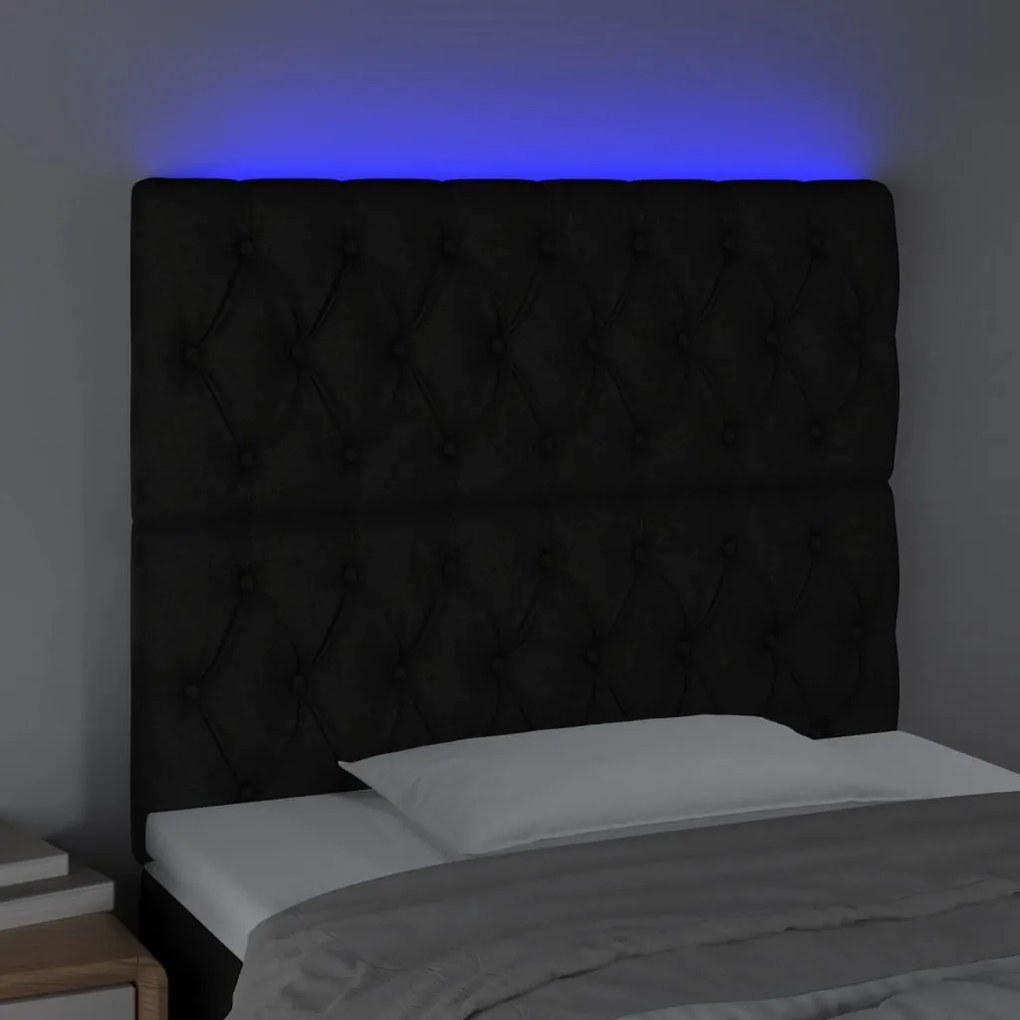 fekete szövet LED-es fejtámla 100x7x118/128 cm