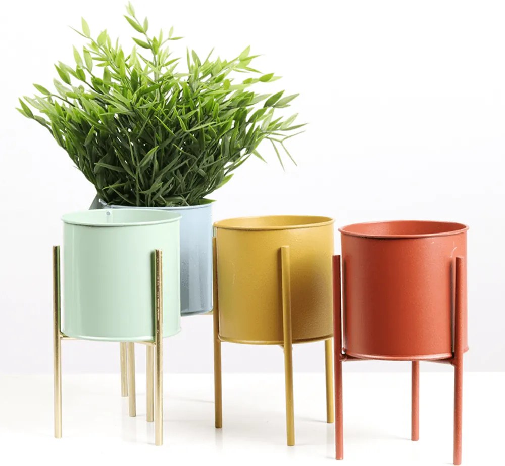 2 darabos virágtartó szett, kék/neo mint/arany, ROZEL SET