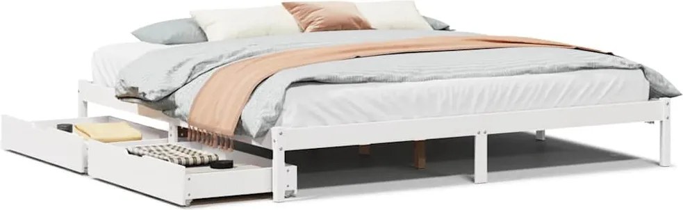 vidaXL fehér tömör fenyőfa ágy matrac nélkül 180 x 200 cm