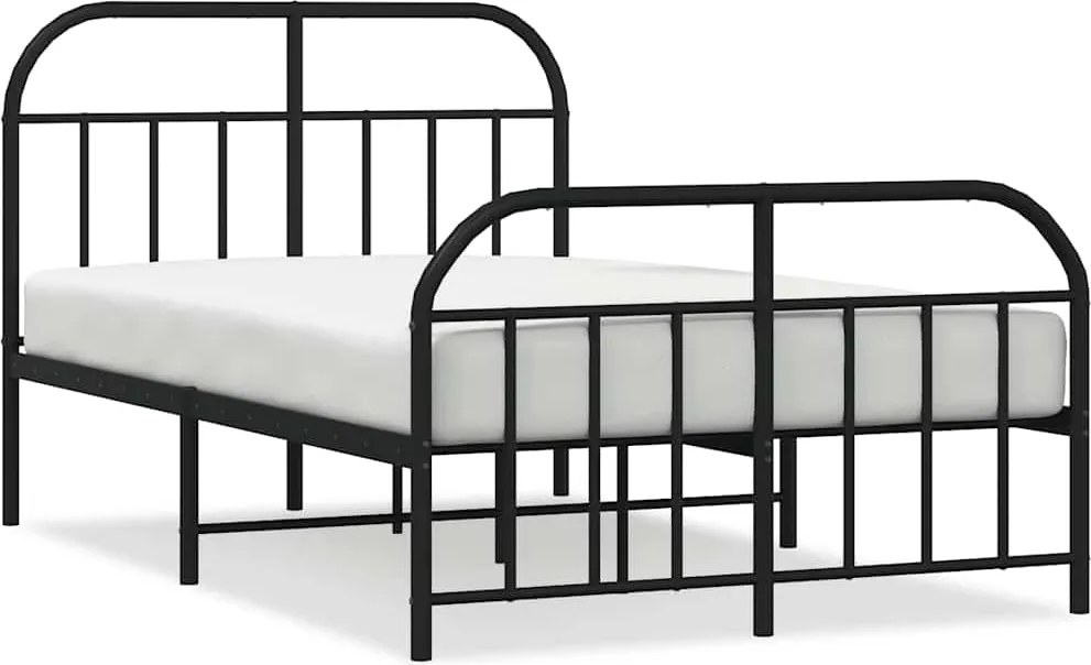 vidaXL fekete fém ágykeret fej- és lábtámlával 120 x 200 cm