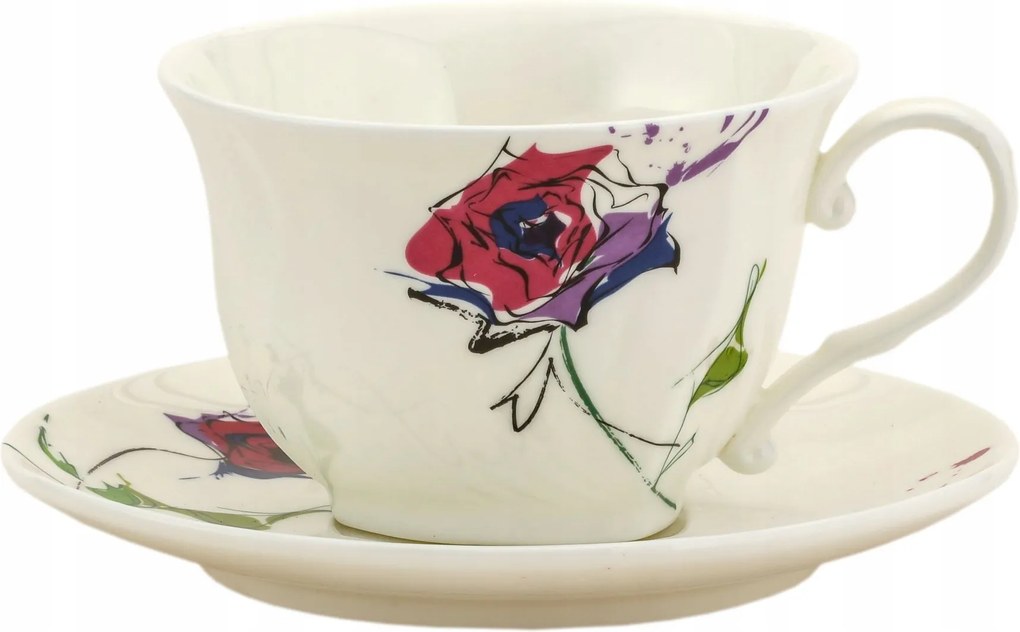 1 Db Csésze Bone China Porcelán Finom Virág Minta Minimalizmus