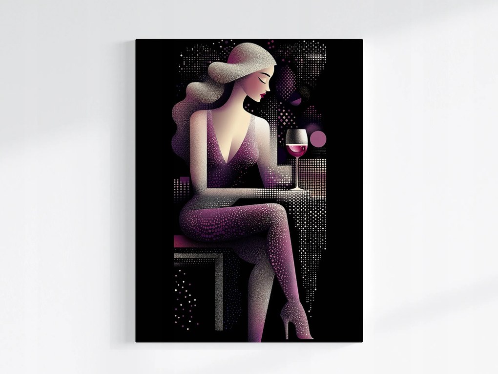 Poszter Nő Bár Klub Bor Retro Glamour Art Deco 75x100
