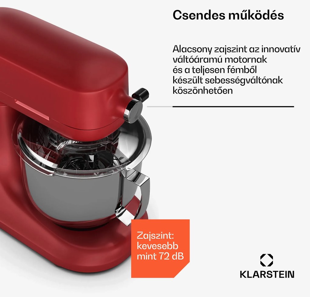 Klarstein Chiara konyhai robotgép, 1600 W, 12 beállítás, rozsdamentes acél tál, LCD kijelző, Tartozékokkal együtt