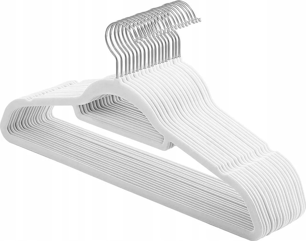 Bársony akasztó szett 20 db-os csúszásgátló rúddal fehér