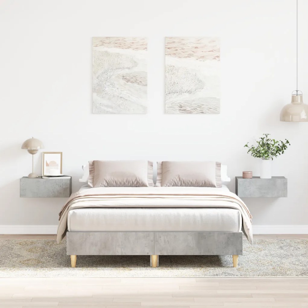 Ágykeret 120x190 cm Beton Szürke Mérnöki Fa