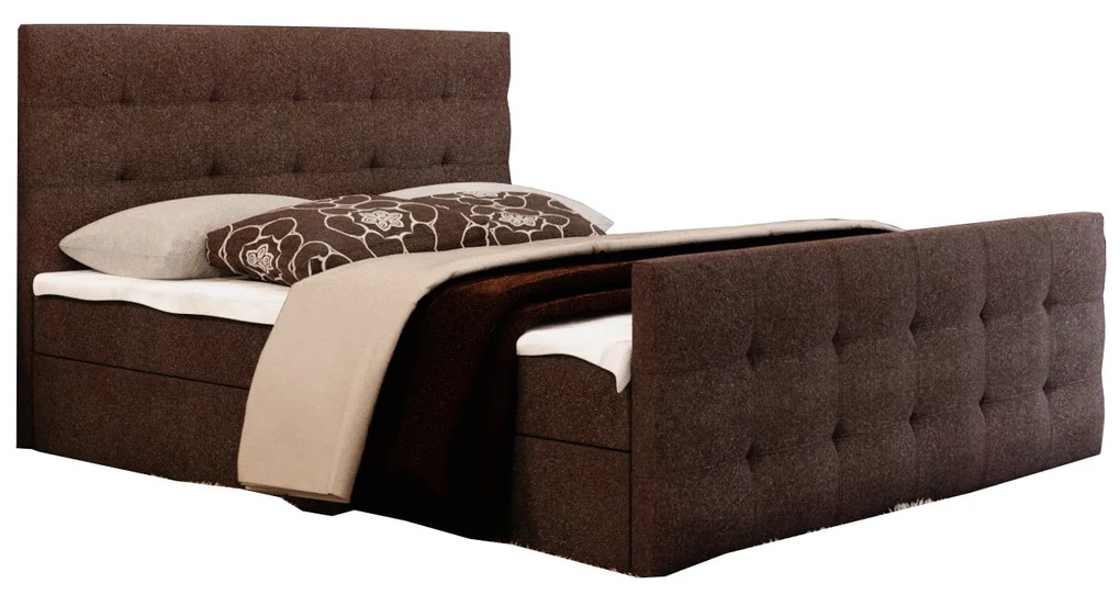 Franciaágy  Boxspring 140 cm Milagros 2 (sötétbarna) (matraccal és tárolóhellyel). 1047230