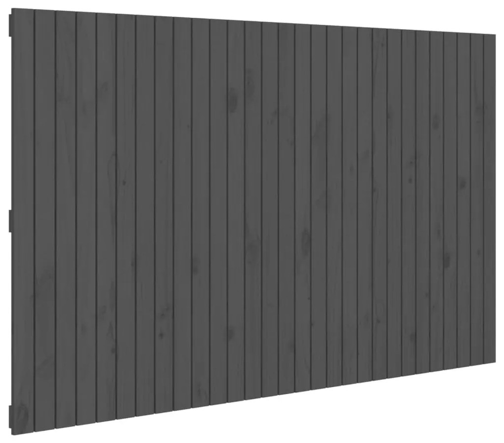 szürke tömör fenyőfa fali fejtámla 185 x 3 x 110 cm