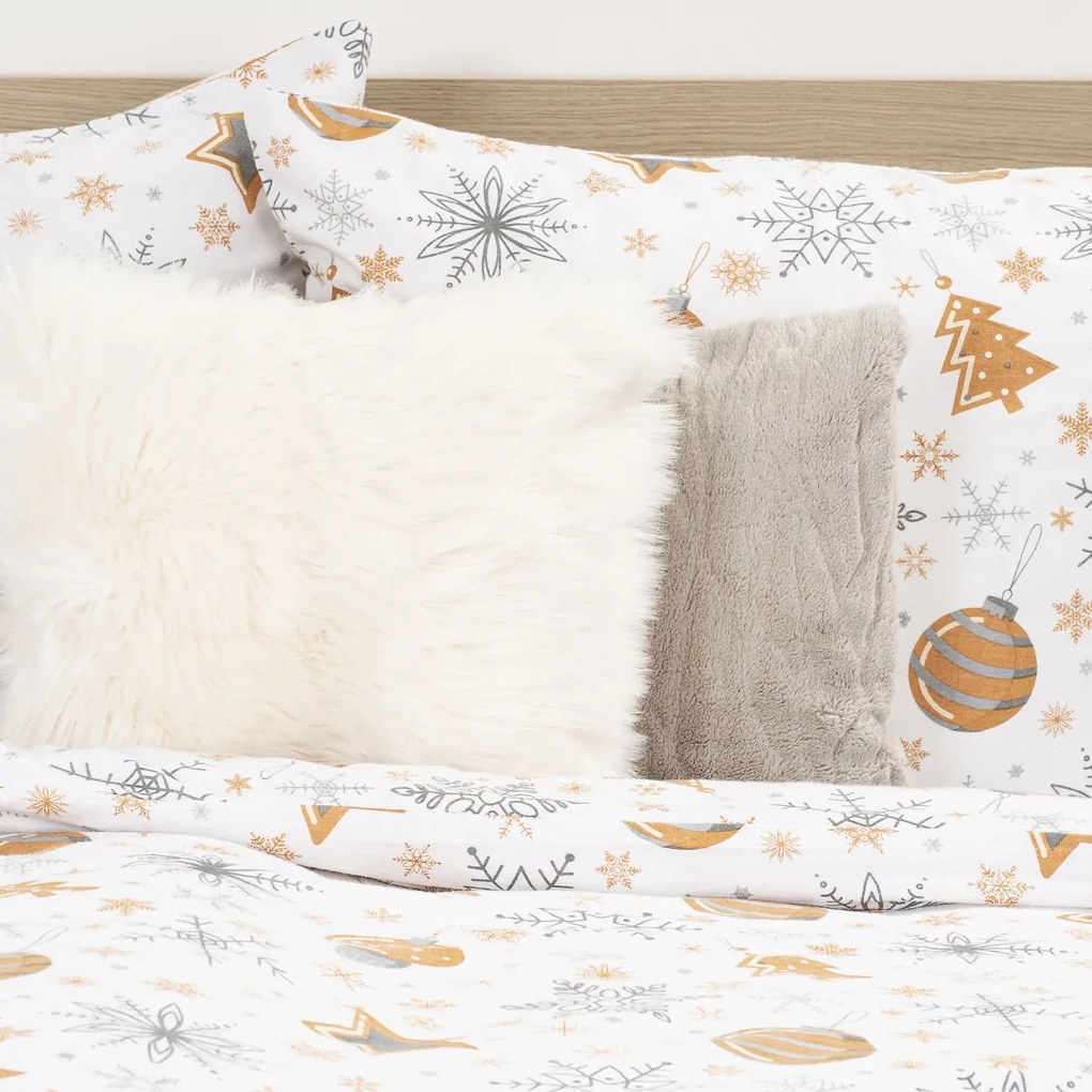 4Home Flanel ágynemű Golden Xmas Night, 220 x 200cm, 2 db 70 x 90 cm, 220 x 200 cm, 2 db 70 x 90 cm