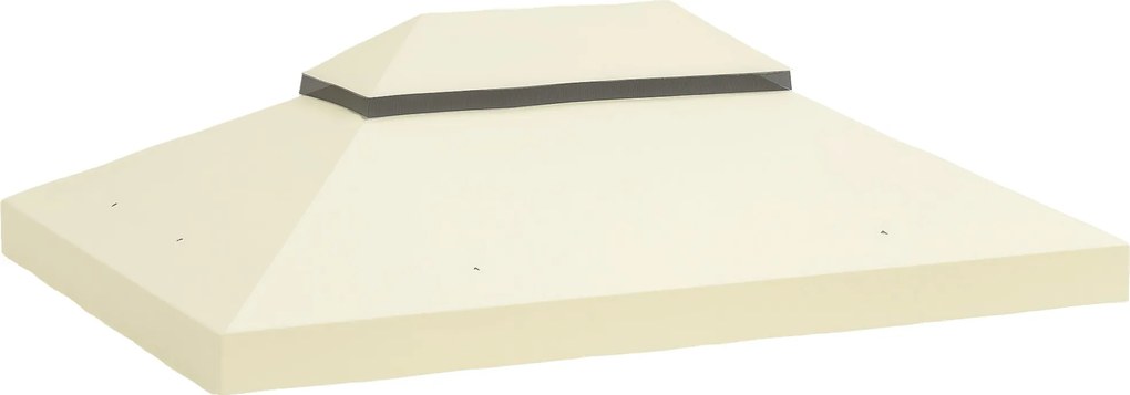 Outsunny Pavilon Csere Tető 4x3 m Két Rétegű Borító Szúnyoghálóval UV 30+ Csere Napernyő Pavilonhoz Krém Színben | Aosom