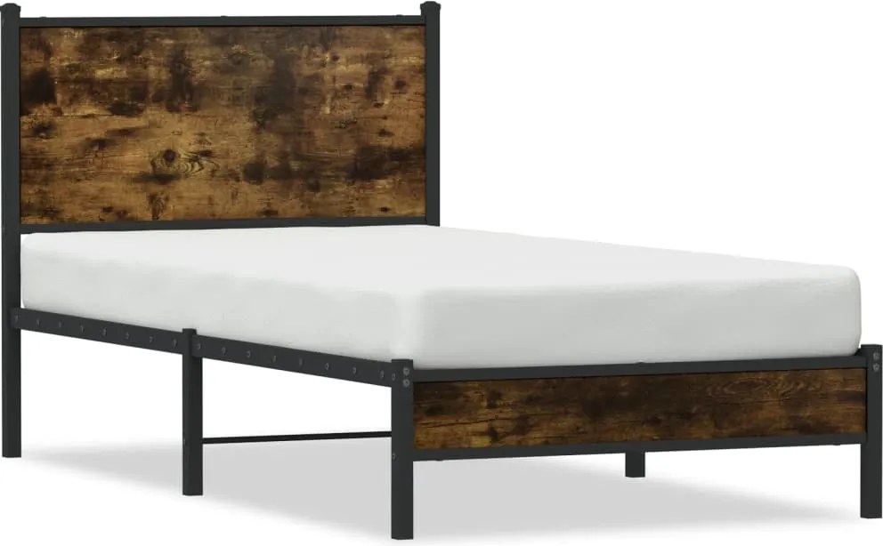 vidaXL füstös tölgy színű fém ágykeret matrac nélkül 75 x 190 cm