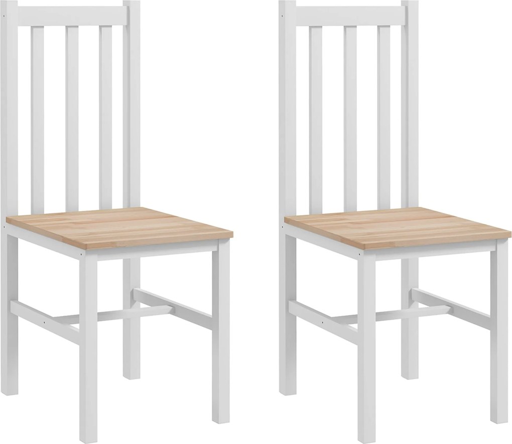 HOMCOM 2 darabos Étkezőszék Szett Konyhaszék Rácsos Háttámlával Fenolt Váz, 120 kg Terhelhetőség, 38.5x47.5x99 cm, Fehér és Natúr | Aosom