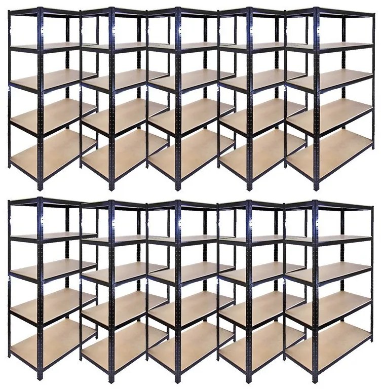 AKCIÓS CSOMAG, 10 DARAB SALGÓ POLC 1800x900x300 mm lakkozott 5-polcos, teherbírás 875 kg - FEKETE