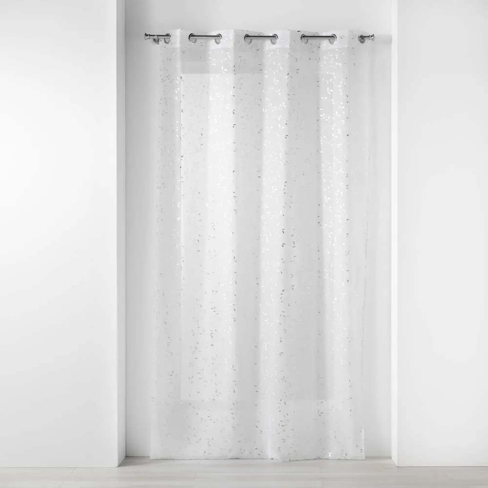 Fehér-ezüstszínű voile fényáteresztő függöny 140x240 cm Floressia – douceur d'intérieur