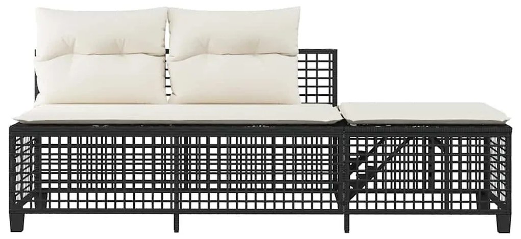 3 részes fekete polyrattan kerti sarokkanapé garnitúra párnával