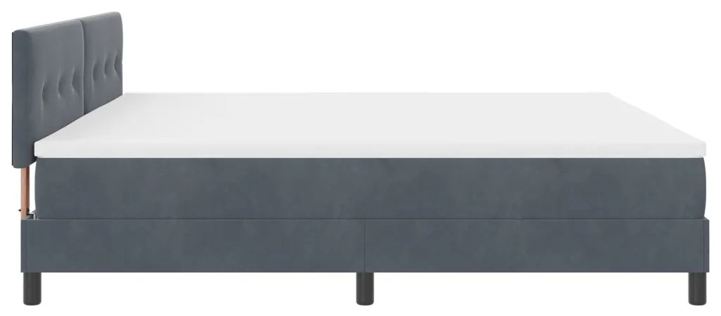 Boxspring Ágy Matraccal és LED-del Sötétszürke 200x200 cm Bársony