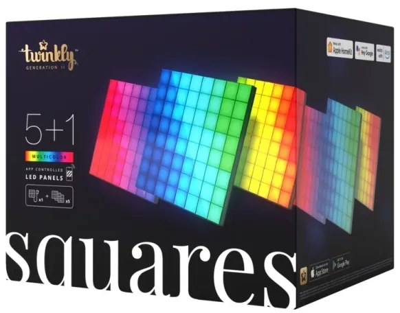 Twinkly TWQ064STW-07-BEU - KÉSZLET 6xLED RGB Panel SQUARES 64xLED 16x16 cm Wi-Fi