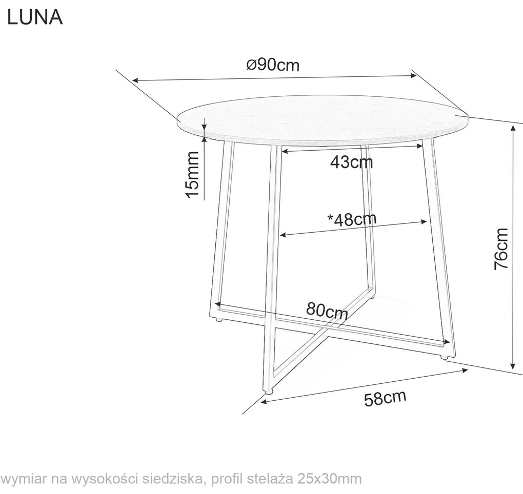 Kerek étkezőasztal márvány dekorációval LUNA 90x90