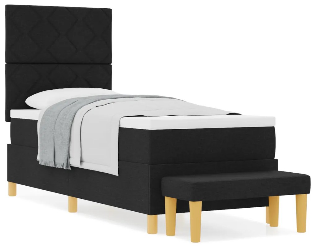 Box Spring Ágy Matraccal & Pad Fekete 80x200 cm Szövet
