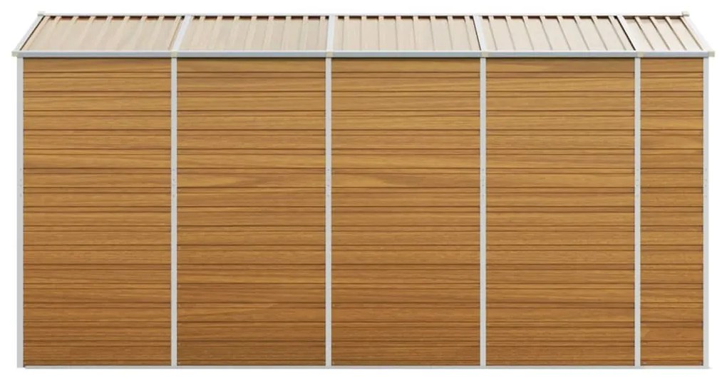 világosbarna horganyzott acél kerti fészer 191 x 385 x 198 cm