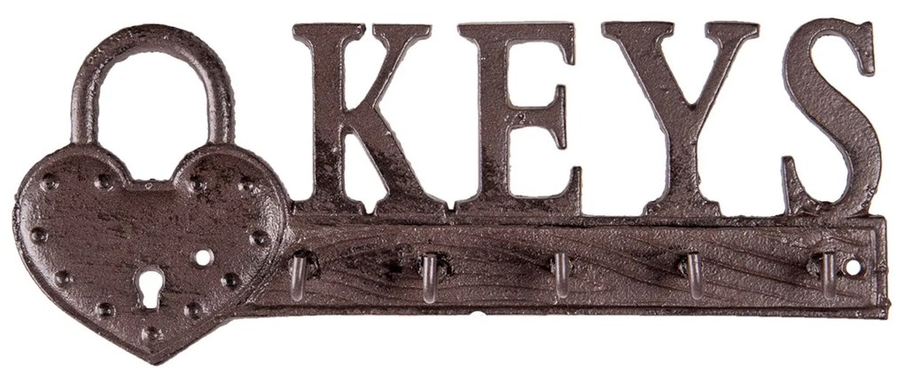 Öntöttvas fali kulcstartó barna Keys feliratos