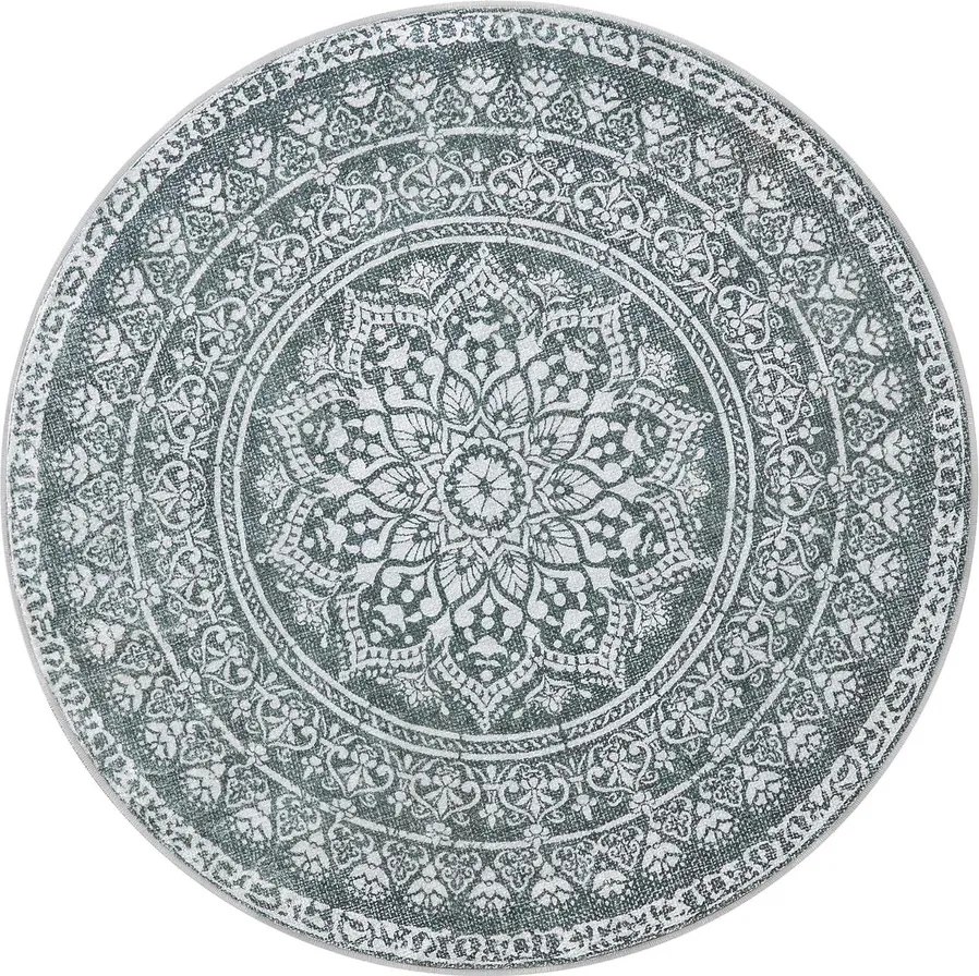 Kerek Szőnyeg, Kültéri Szőnyeg, Boho, 160 cm átmérő, Mosható, Antracitszürke